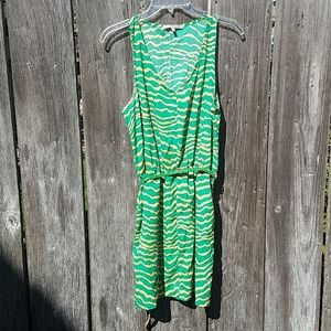 Collective Concepts Belted Green Striped Dress
